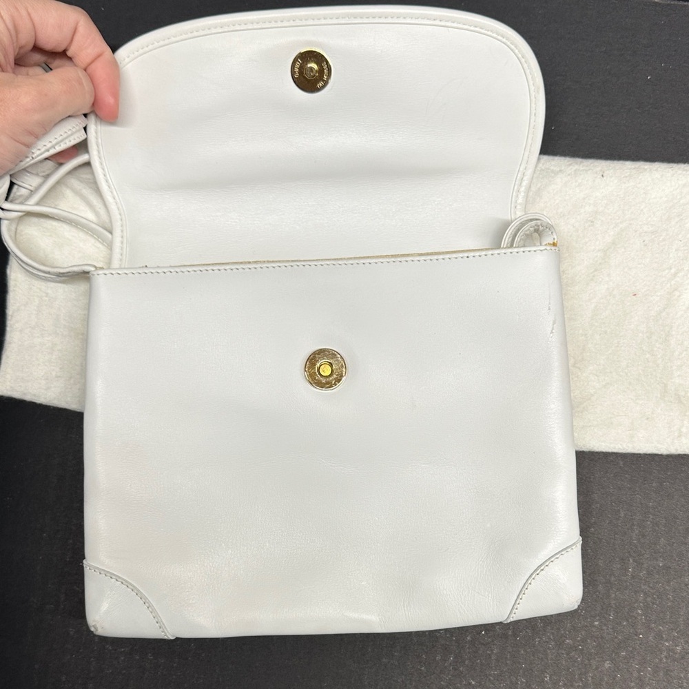 Gucci Purse Shoulder Bag Italian Leather Square White Gold Vintage With Dustbag - Picture 11 of 17